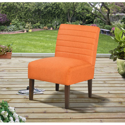 Fauteuil d'appoint moderne sans accoudoirs, méridienne confortable avec dossier pour le salon, fauteuil rembourré en tissu avec pieds en bois d'hévéa pour l'intérieur et l'extérieur