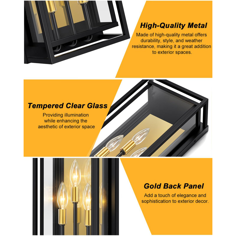 Outdoor Wall Light with a Gold Back Panel