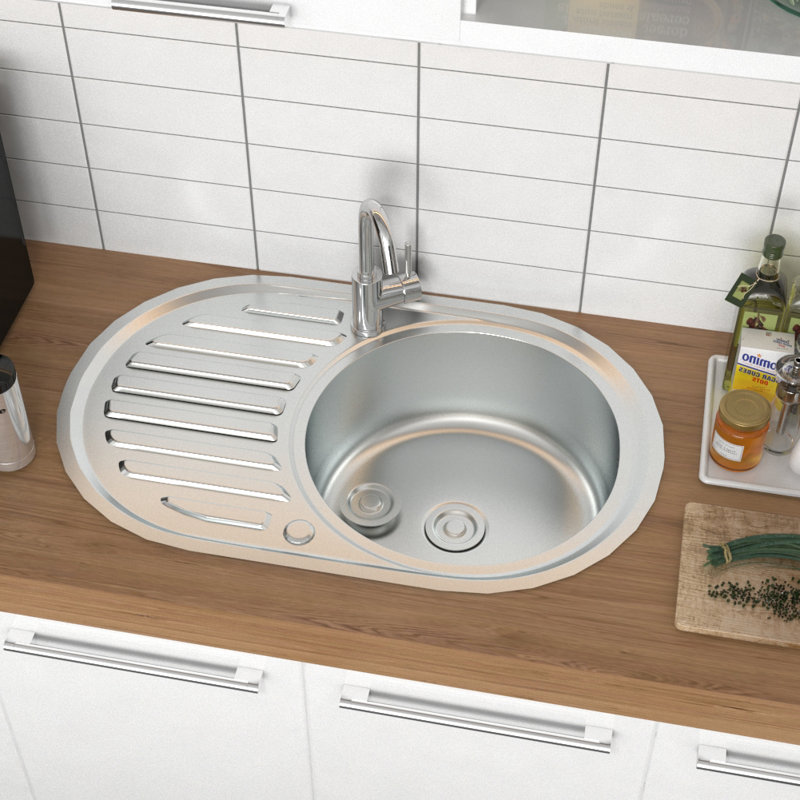 Belfry Kitchen Shayne 500mm W Single Bowl Stainless Steel Drop-In Kitchen Sink with 2 Faucet Holes