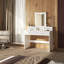 Dressing Table With Mirror, 4 Drawers Makeup Vanity With 3 Colors LED Light & Jewelry Storage Shelves-1544398027