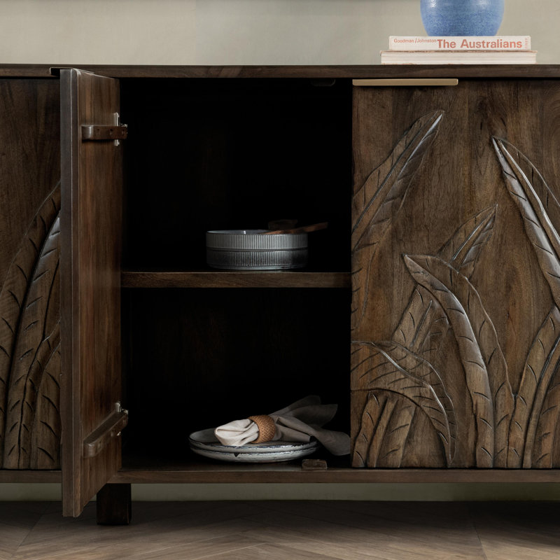 Ledro Wood 4Dr Buffet White Wash, Brown