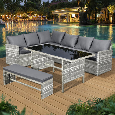 Fiji Rattan 8 Seat Corner Dining Set