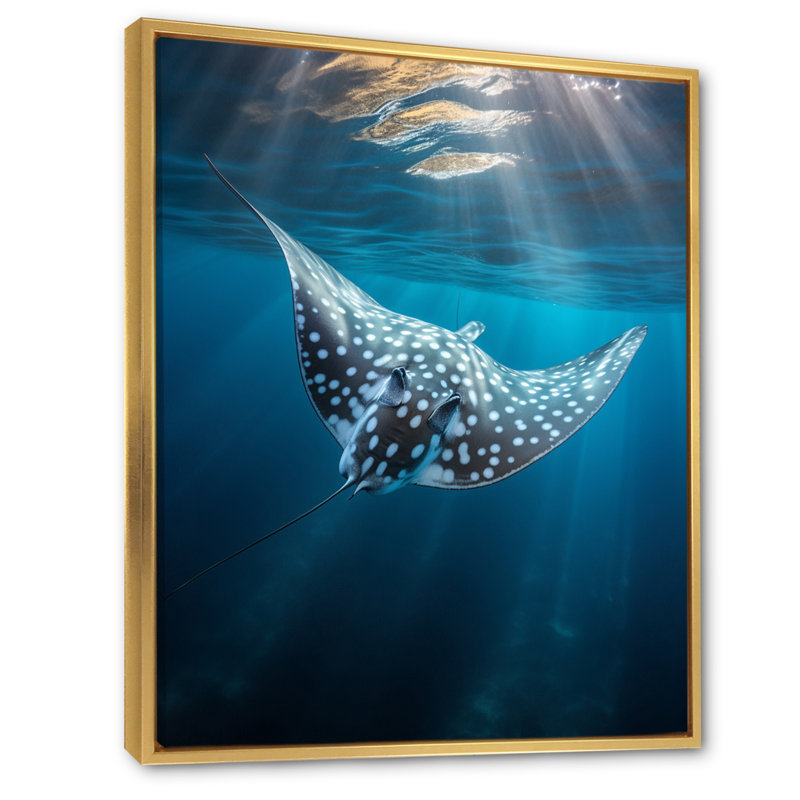 Wilbrecht Ray Graceful Glide Ocean sur toile, H 32 po x l 24 po x P 1 po, Cadre flottant doré