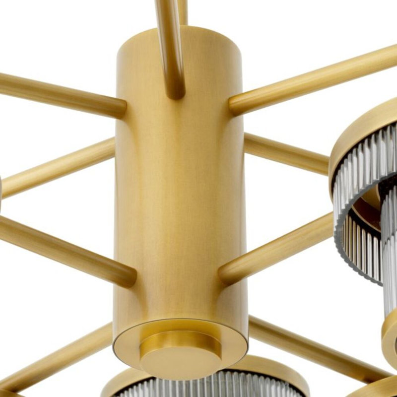 CDJ Chandelier Andromeda smoke glass, Antique Brass