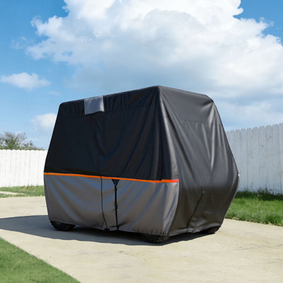Housse de voiturette de golf, housse de golf 2 + 2/4 places, housse de voiture de club Oxford en tissu 420D imperméable qui s'adapte à la plupart des voiturettes de voiture de club, y compris EZGO, HONDA, trois couches et trois portes à fermeture à glissière