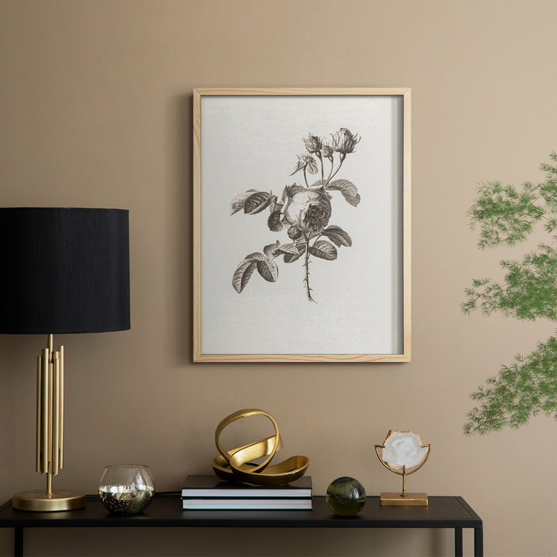 Impression florale vintage encadrée CECXV III - bois massif, Naturel, H 21 po x l 17 po