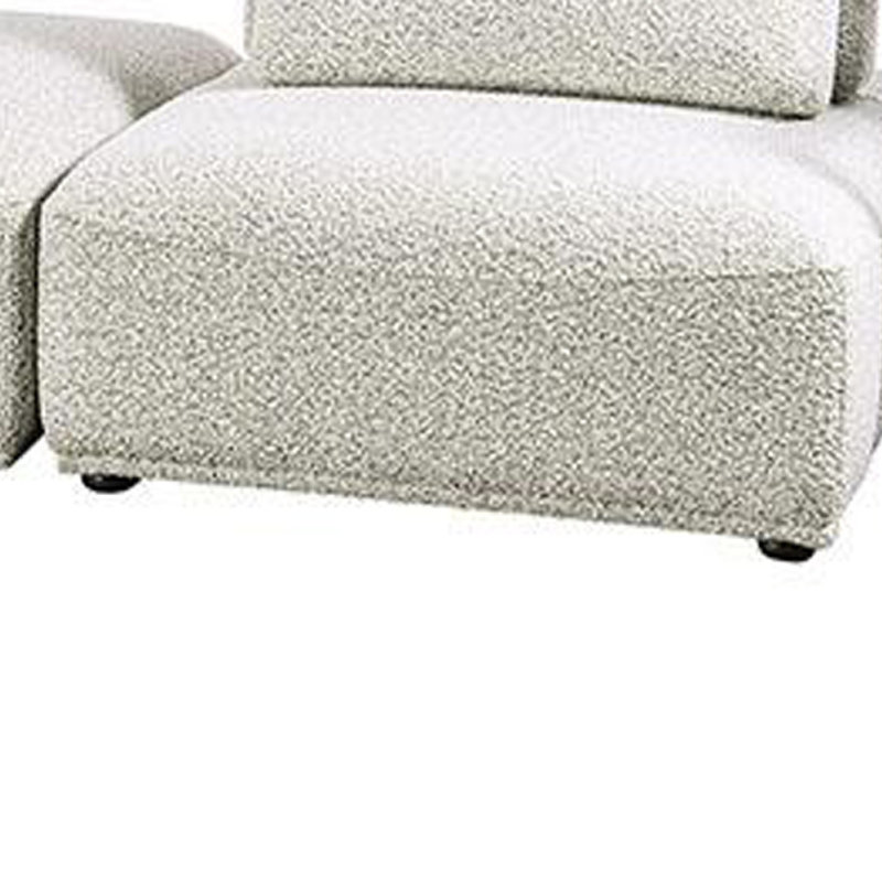 Stavan Modular 2 Seat Sofa, Square Ottoman Boucle 114 Inch, Light Gray Boucle