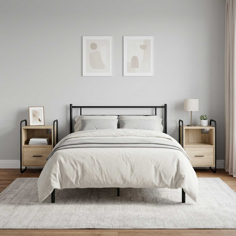 40 cm W Galvanised Steel Bedside Table