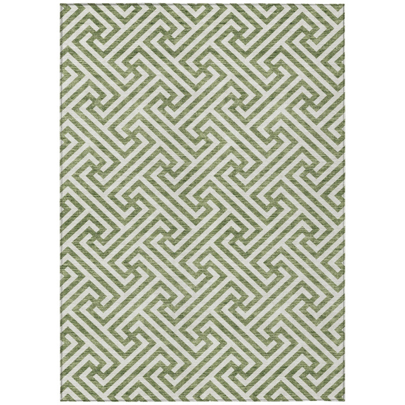 Washable Geometric Indoor / Outdoor Rug, Rectangle 2'6" x 3'10"