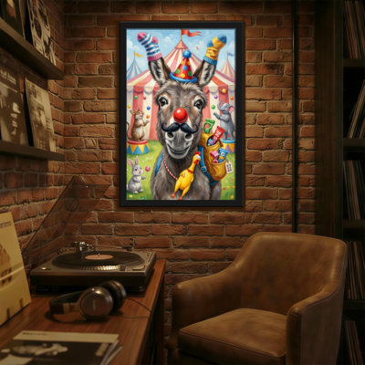 Animals Circus Donkey With Clown Nose And Socks