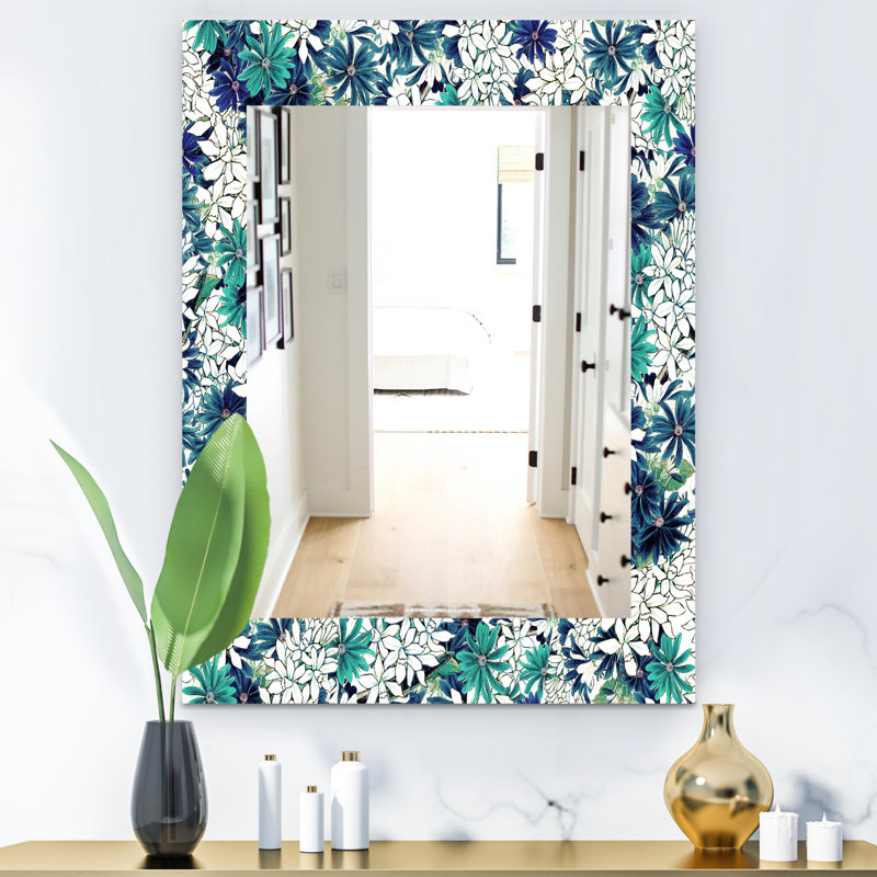 Miroir mural traditionnel sans cadre floral, H 24 po x l 32 po
