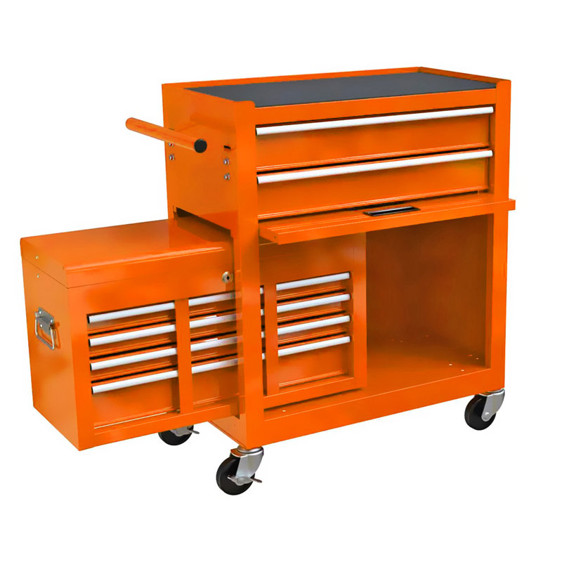 8 Tool Chest With Smooth Operating Drawers - Orange Rolling Storage 8 And Lockable, Orange