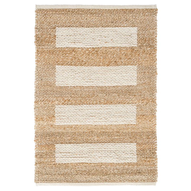 Milo Ivory Handwoven Jute/Cotton Rug, Rectangle 7'6" x 9'6"