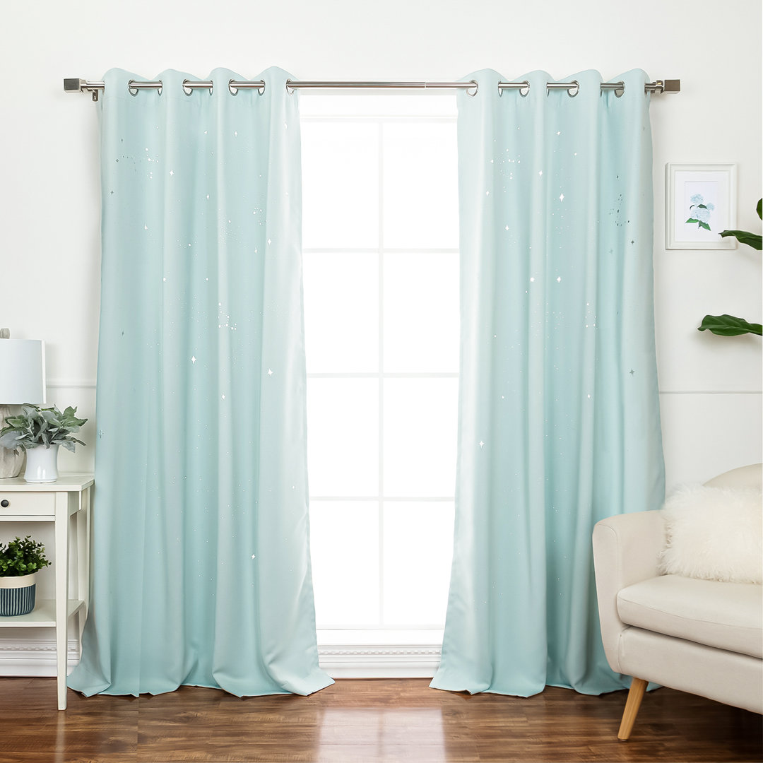 Nicholad Night Sky Laser Punch Room Darkening Curtain Pair (Set of 2) Ebern Designs Curtain