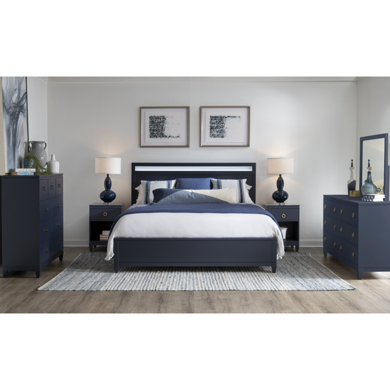 Arantxa 17'' W Solid Wood Nightstand, Blue