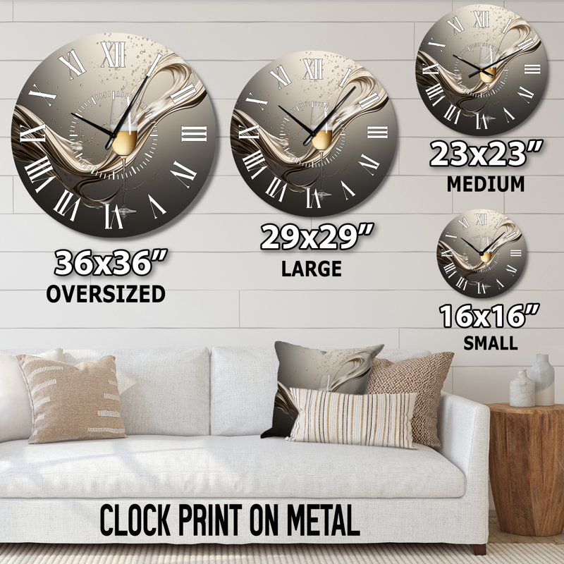 Champagne Glass River Simplicity - Champagne White Face Wall Clock, Medium