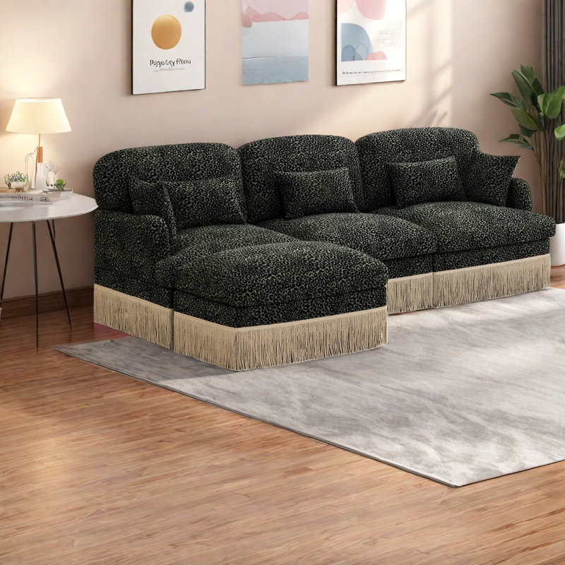 Deep Seat Modular Sofas, Chenille Leopard Contemporary Style For Home