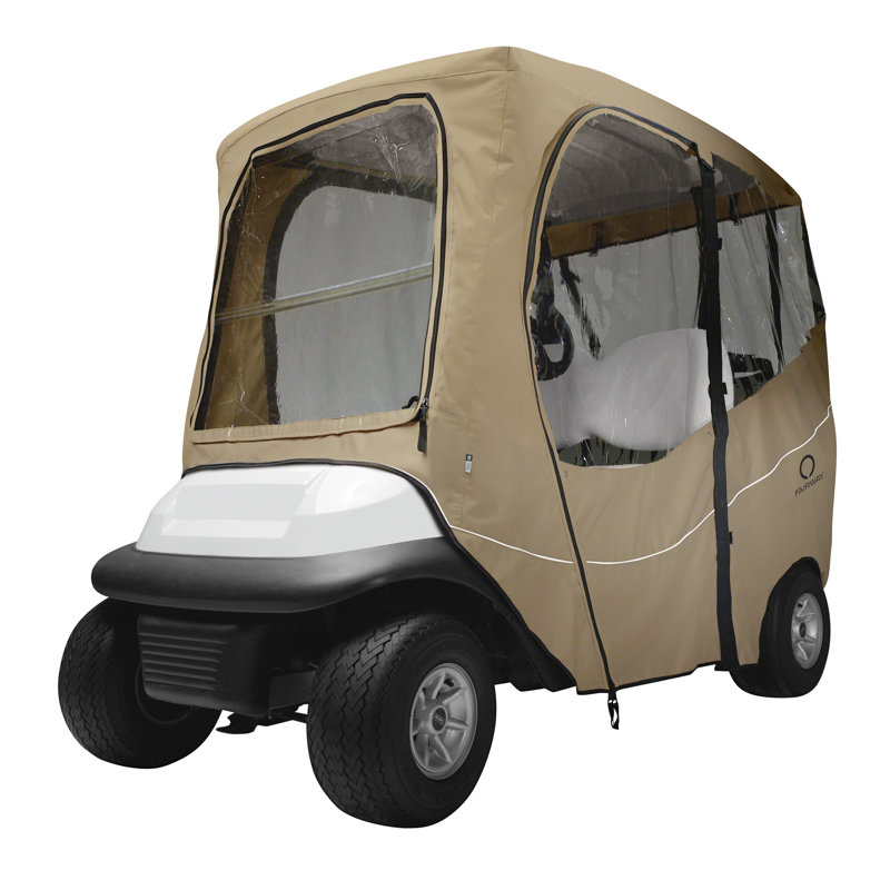 Fairway Zipper Mildew Resistant Golf Cart Cover By Classic Accessories, Short, Khaki