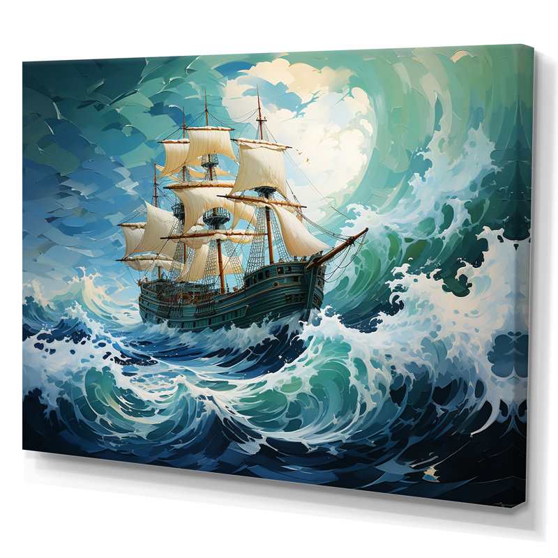 The Pirate Boat Odyssey's Voyage I - Art mural classique, Toile tendue, H 24 po x l 32 po x P 1 po