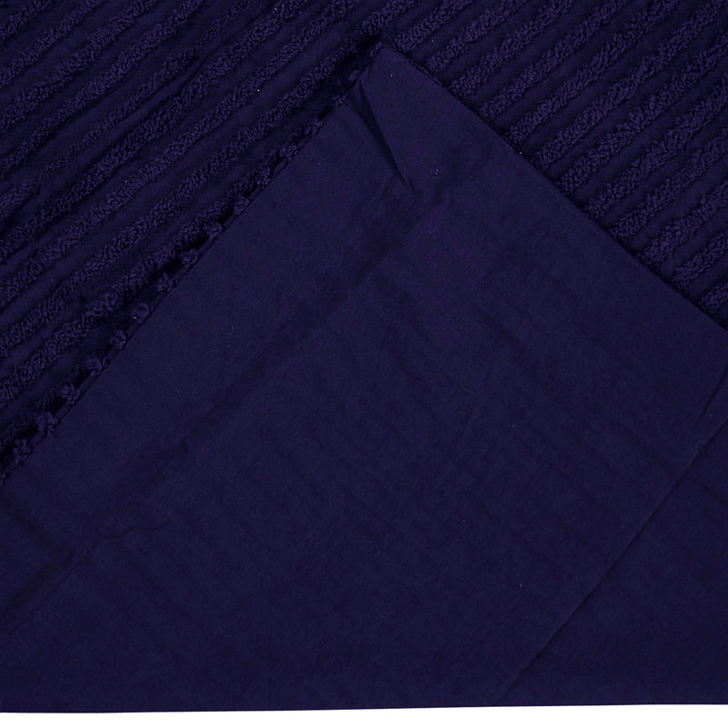 Taie décorative touffetée 100% coton Jullian, motif à rayures moderne, housse décorative douce et respirante, certifié OEKO-TEX, lavable à la machine, euro (26 po x 26 po), bleu marine, toutes saisons