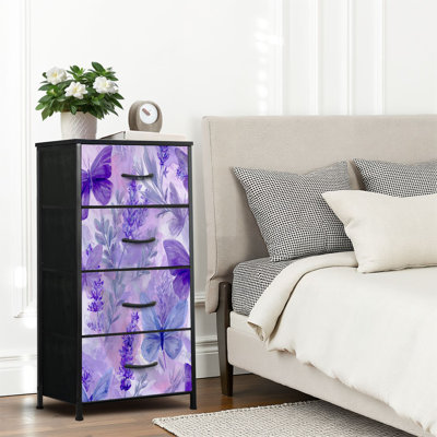 4 Drawer Dresser for Bedroom, Narrow Chest of Drawers, Wooden Top and Study Iron Frame 18"x37.5"-(WxH)