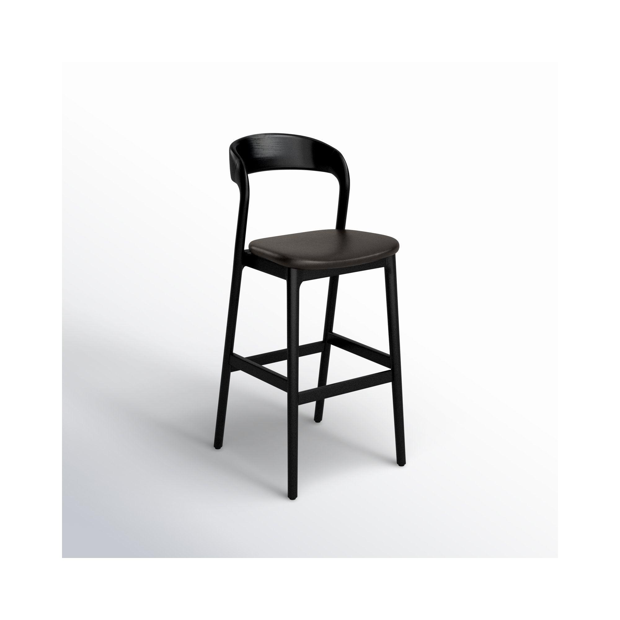 Kayla Leather Bar & Counter Stool, Bar Stool (30" Seat Height), Sonoma Black Genuine Leather/Black