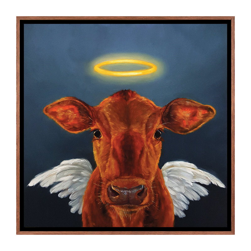 Sainte vache, art encadré, H 26 po x l 26 po x P 1,5 po, Toile classique avec cadre brun