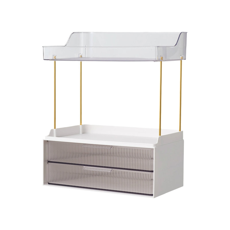 Plastic / Acrylic Makeup Organiser, White/Black