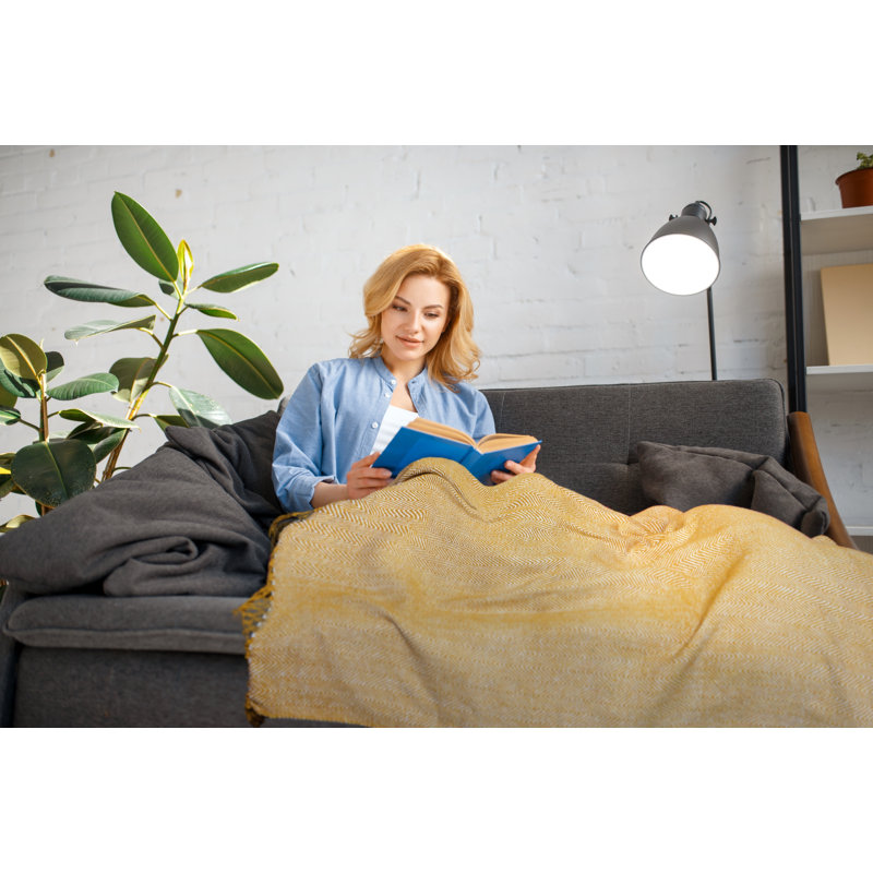 Meurer Throw Blanket, 254cm x 228cm, Ochre