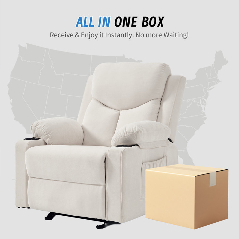 Latitude Run® Manual Rocker Recliner Chair for Adults With Massage Funcation, Beige