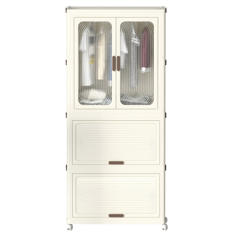 Garde-robe autoportante portable avec portes magnétiques, garde-robe d'aspect blanc, 4 et tringle, pour arrangement de vêtements