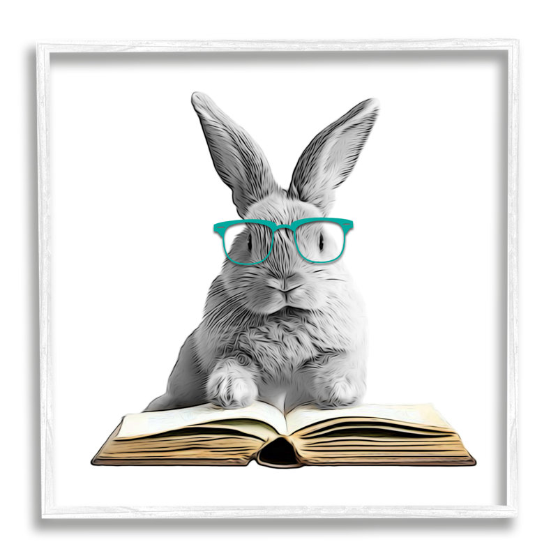 Az-045 - Livre de lecture encadré de lapin par Annalisa Latella, H 17 po x l 17 po x P 1,5 po