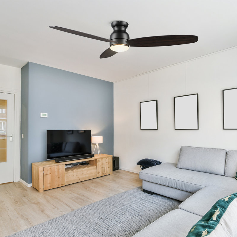 Ventilateur de plafond encastré à 3 pales de 60 po à DEL avec télécommande et ensemble d'éclairage inclus Bato