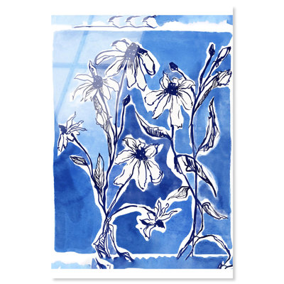 Cobalt Floral Blue Decor Acrylic Print by Art Remedy