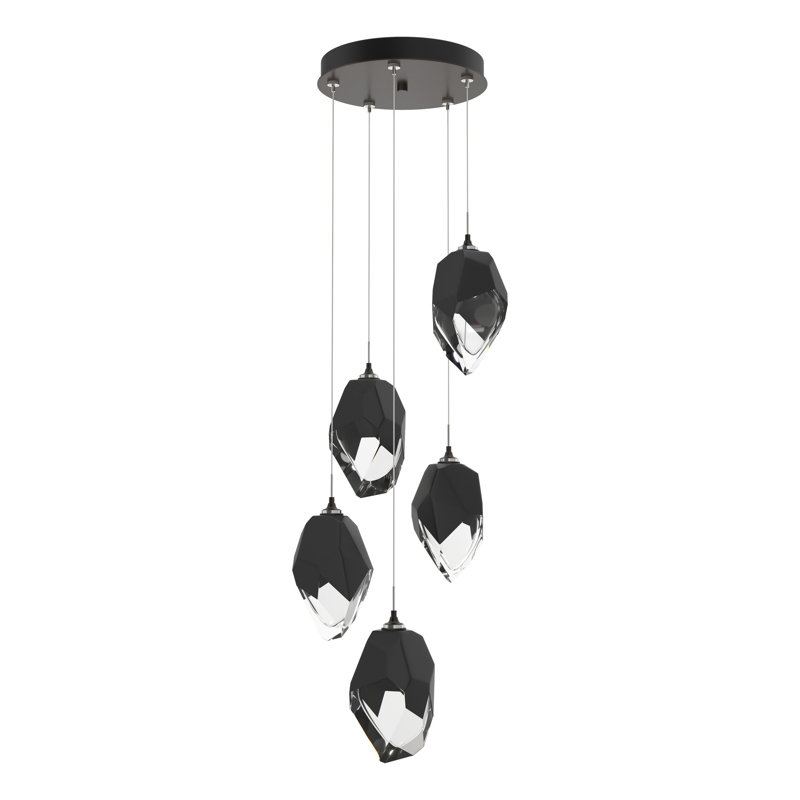Luminaire suspendu grappe 5 lumières Chrysalis, H 130 po x l 16,1 po x P 16,1 po, Noir, Bronze huilé