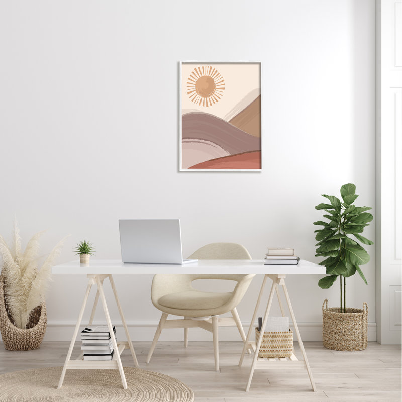 Dunes de sable au lever du soleil, H 24 po x l 24 po x P 1,5 po, Giclée encadrée blanc bord de mer