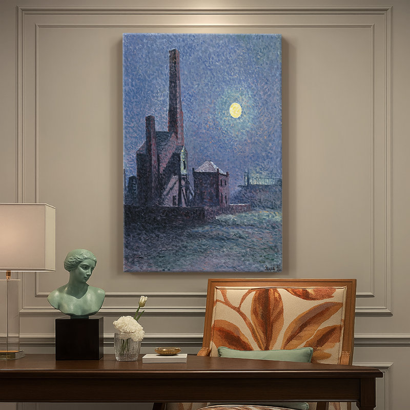 Usine au clair de lune - Toile tendue avec châssis par Maximilien Luce, 24 po x 36 po