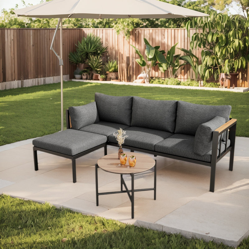 182.5cm Wide Straight Metal Patio Sectional Set