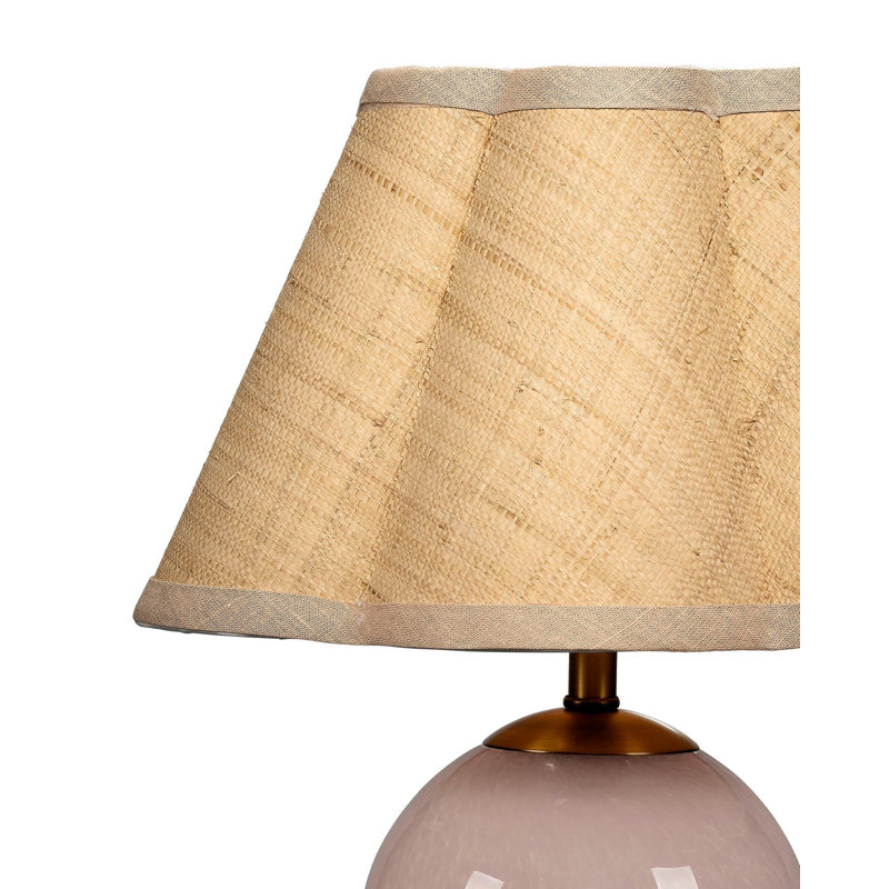 Dottie Blown Glass Table Lamp With Raffia Shade, Blue, Pink