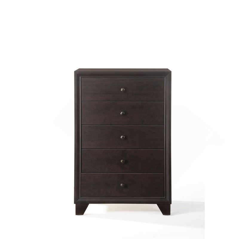 Vertical Narrow Chest, Dark Wood Space-Saving Storage Cabinet For Small Bedroom
