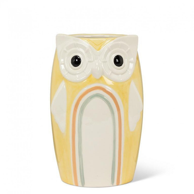 Bright Rainbow Owl Vase