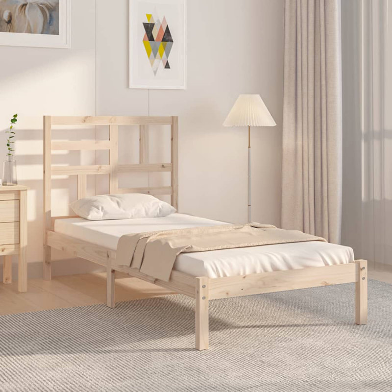 Bed Frame Solid Wood, natural, European Single (90 x 200cm)