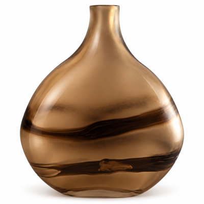 Contemporary Brown Decorative Glass Table Vase, 11-Inch Modern Home Décor Accent