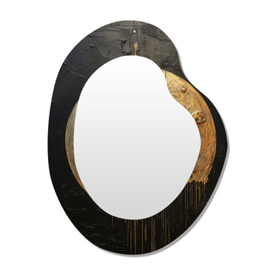 Wisbech Bronze Moon Beam II - Moon Unique Shape Decorative Mirror, Gold Asymmetrical Large Wall Mirror, Printed Metal Art