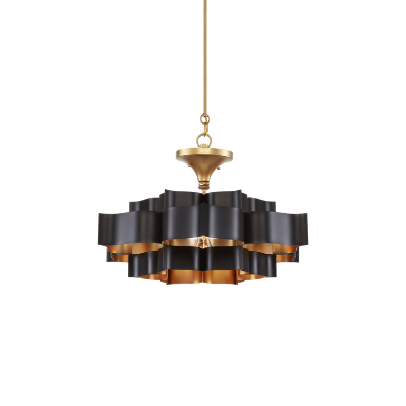 Petit luminaire suspendu Grand Lotus, Noir satiné