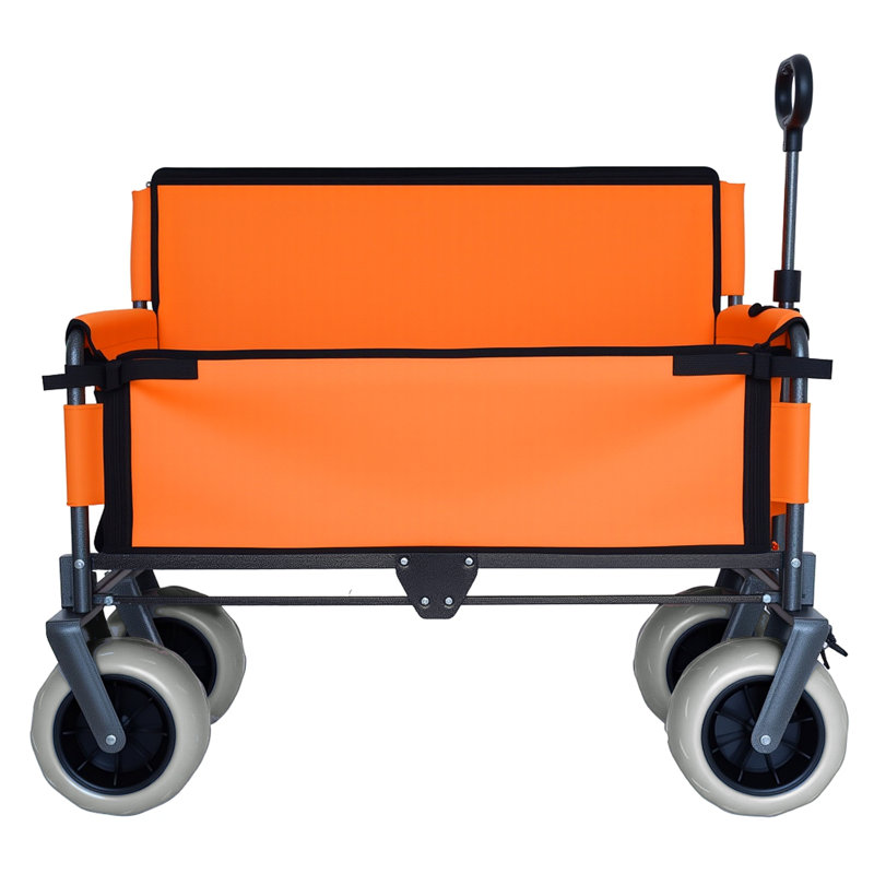 Chariot pliant 3 en 1 avec siège de banc - capacité de 500 lb, pneus de plage de 9 po x 4 po pour le camping et la plage