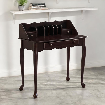 Secrétaire de style Queen Anne avec tiroirs et compartiments verticaux, bureau d'ordinateur en bois massif pour la maison ou le bureau à domicile