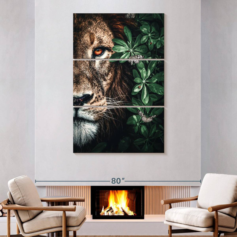 Bramet lion duo jungle, H 74 po x l 48 po
