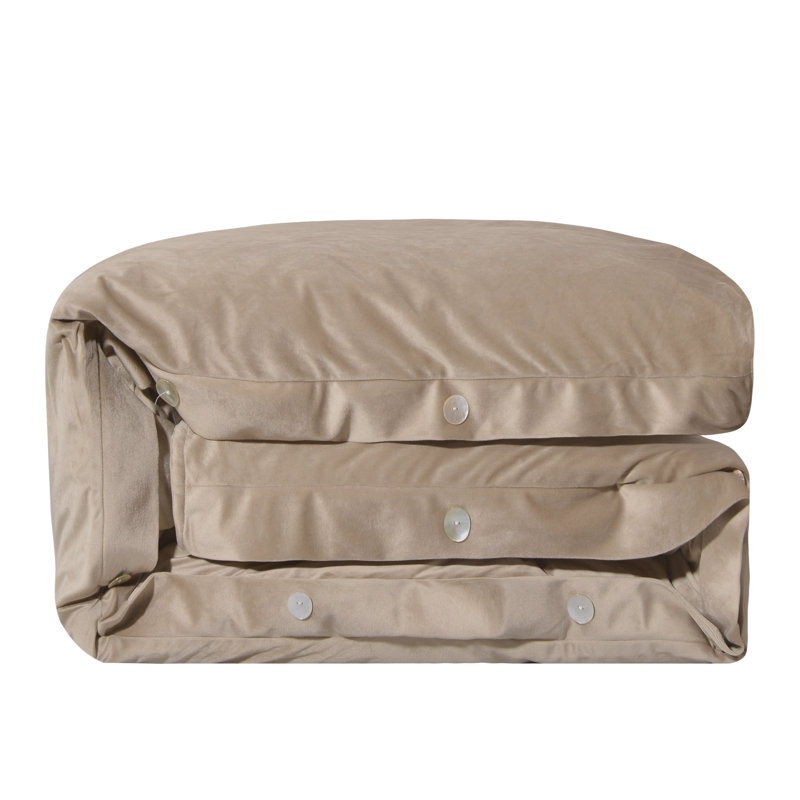 Fairfield Sand Color Classic Modern Rustic Lodge Velvet Duvet Cover, King Duvet Cover