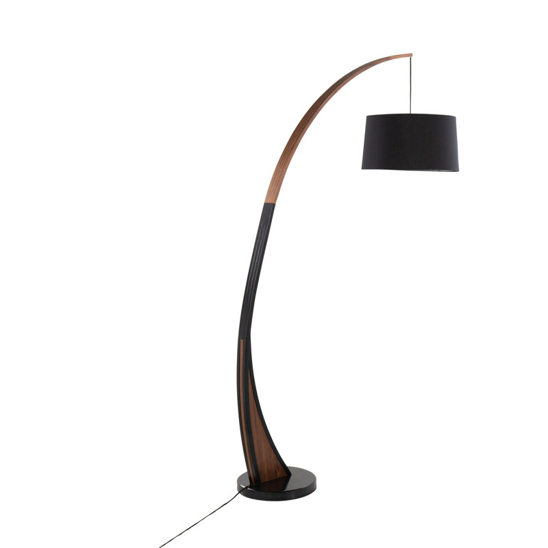 Lampe sur pied Noah Mid-Century moderne avec cadre en bois de noyer et base en marbre